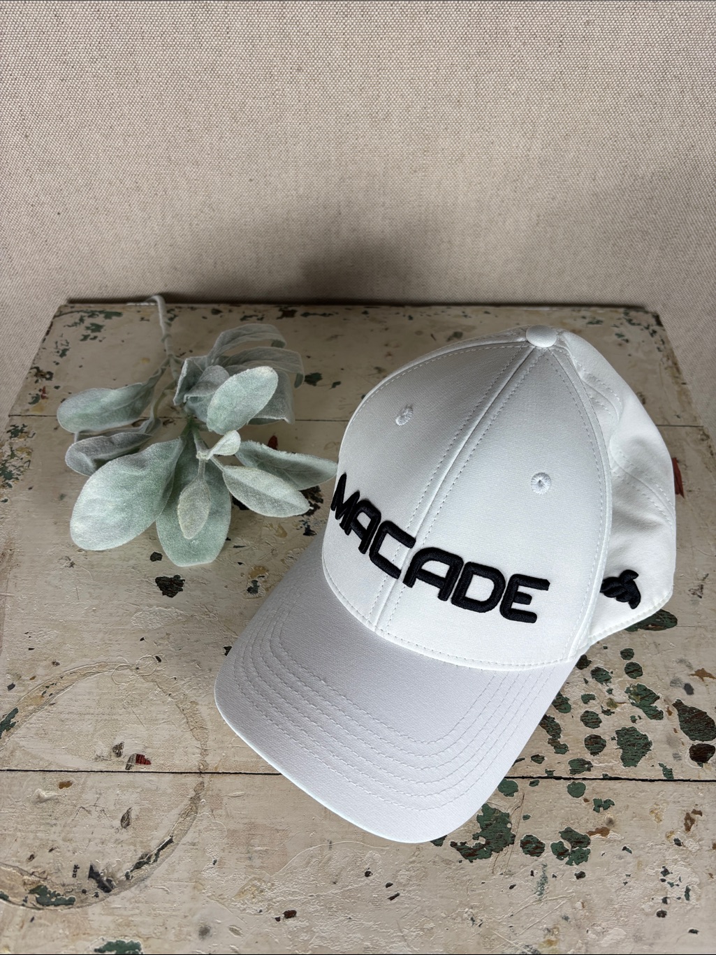 Macade Mens White Baseball Cap With Embroidered Logo